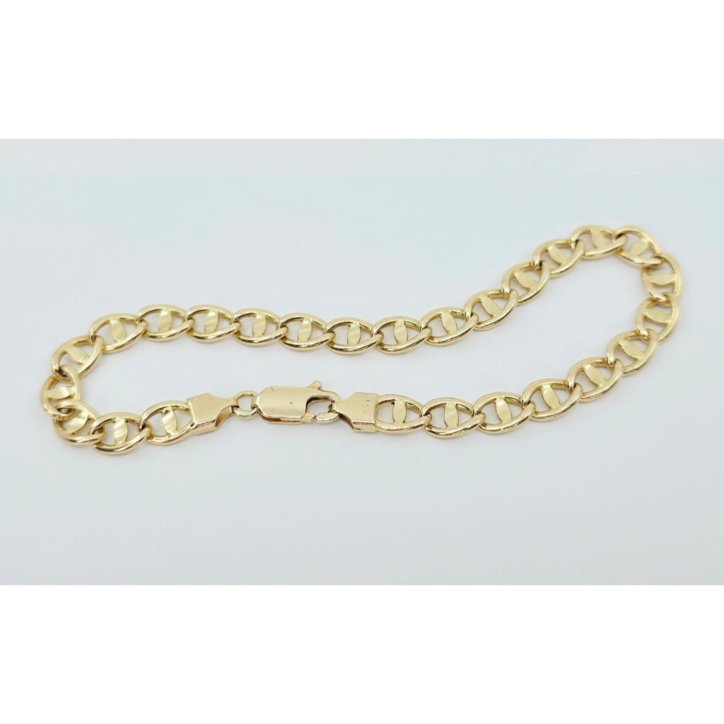 Unique 14k Karat Solid Yellow Gold Mariner Anchor Link Chain Bracelet  850 L